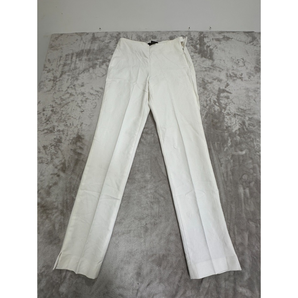Andrea Jovine Pants Women's Size 4 White Straight Leg Stretch‎ Side Zipper EUC